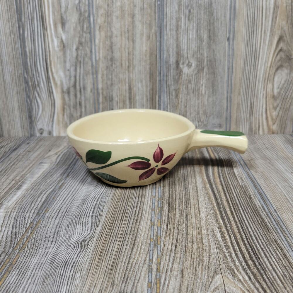 Vintage Starflower Watt Oven Ware Pottery, Individual Casserole, Grooved Handle